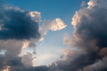 Storm clouds in a colorful sunset