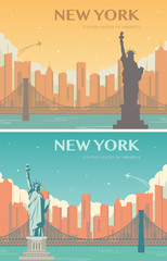 Obraz premium Statue of Liberty banner set. World landmark. American symbol. New York city. Vector