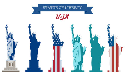 Statue of Liberty. World landmark. American symbol. New York city. Vector - obrazy, fototapety, plakaty