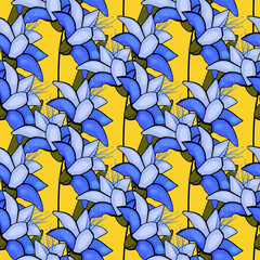 Vintage background.  Hand drawn vector illustration. Trendy floral print. Isolated seamless pattern.