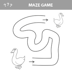 Maze game - goose and kid - Maze game, education game for children. vector