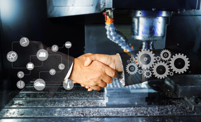 hand shaking and engine gear drilling machine , industrial blue tone  background