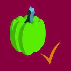 Flat pumpkin illustration. Autumn halloween or thanksgiving pumpkin, squash vegetable graphic icon or print, isolated on background.