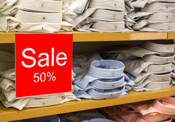 Sale mock up advertise display frame in the shopping department store. Shopping sale sign 50% sale...