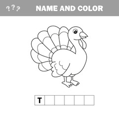 Black and White Cartoon Vector Illustration of Funny Turkey Farm Bird Animal for Coloring Book - Crossword puzzle