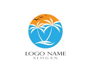 summer tree palm logo icon vector template