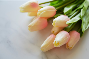 Beautiful bouquet of fake white tulips