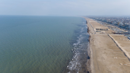 Rimini Sea coast beach Italy aerial drone top view