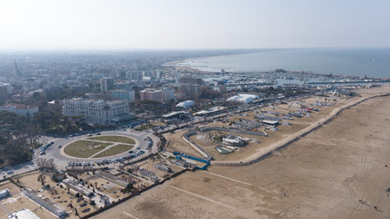 Rimini Sea coast beach Italy aerial drone top view