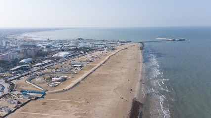 Rimini Sea coast beach Italy aerial drone top view
