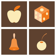 Gambling icons set. Card and casino, poker game, dice and ace. Vector illustration