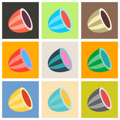 Set of Flat Fresh and juicy whole watermelon