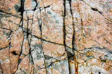 Natural granite cracks in rock at Acadia National Park, USA