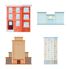 Obraz premium Vector design of facade and building icon. Collection of facade and exterior vector icon for stock.