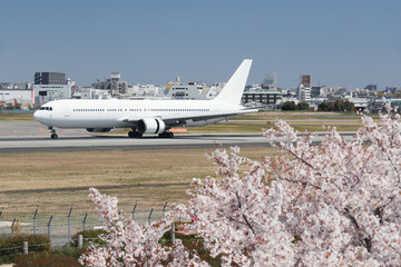 大阪国際空港 -桜と飛行機-