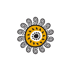 Aboriginal art dots painting icon logo design vector template