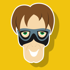 Superhero in Action. Superhero character . Icon in sticker style