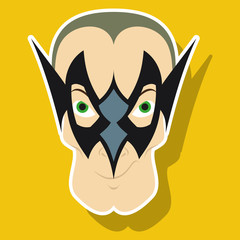 Superhero in Action. Superhero character . Icon in sticker style