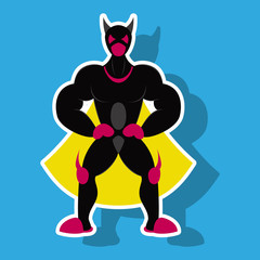 Man superhero . Superhero Standing . Icon in sticker style