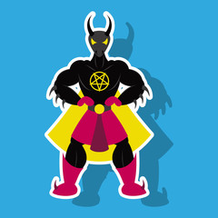 Man superhero . Superhero Standing . Icon in sticker style