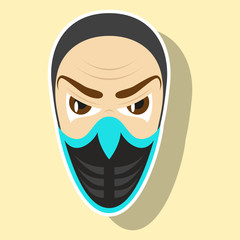 Superhero in Action. Superhero character . Icon in sticker style