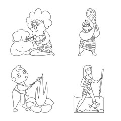 Vector design of primitive and archeology logo. Collection of primitive and history stock symbol for web.