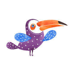 watercolor purple toucan © dvoriankin
