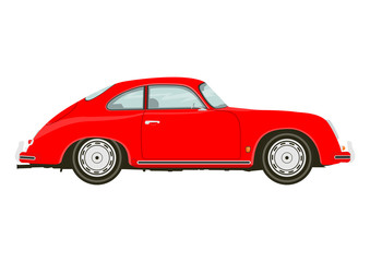Fototapeta premium Vintage sports car. Side view of classic sports car. Flat vector.