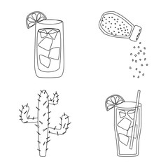 Vector design of Mexico and tequila sign. Set of Mexico and fiesta stock symbol for web.