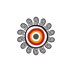 Aboriginal art dots painting icon logo design vector template