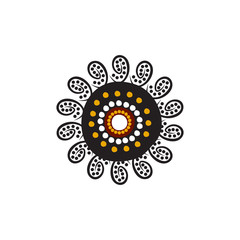 Aboriginal art dots painting icon logo design vector template