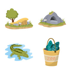 Vector design of zoo and park sign. Collection of zoo and animal stock symbol for web.