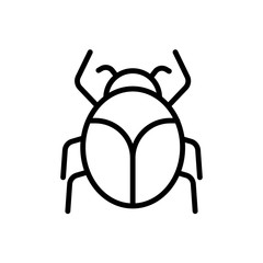 Vector line of a bug. Used for debugging icons, bug report or pesticide signs.