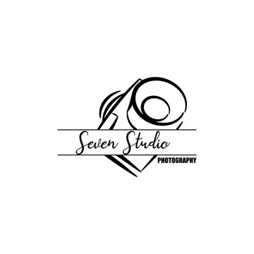 Hand drawn camera photography logo studio