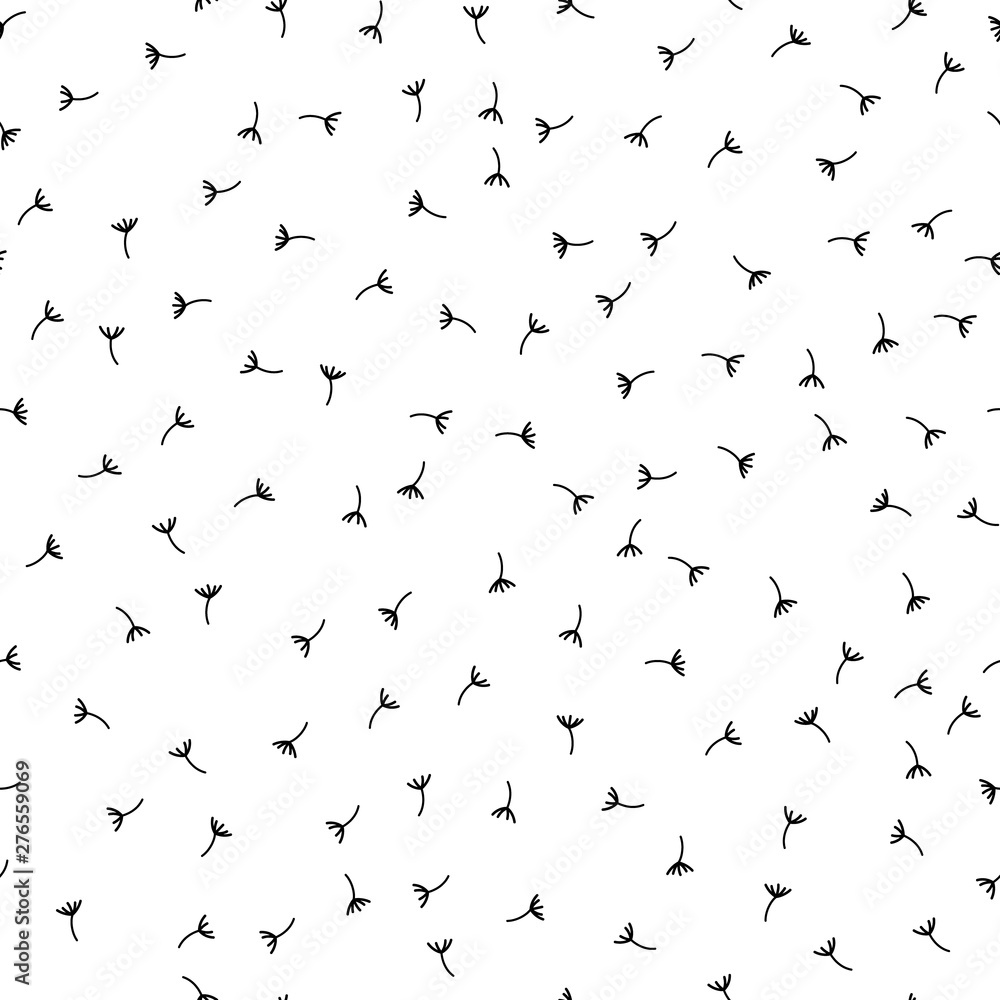 Poster dandelion seamless pattern. floral pattern of dandelions. seamless simple background with flying dan