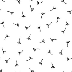 Dandelion seamless pattern. Floral pattern of dandelions. Seamless simple background with flying dandelion.