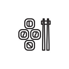 Sushi rolls line vector icon. Fast food sign for menu design, websites and mobile app.