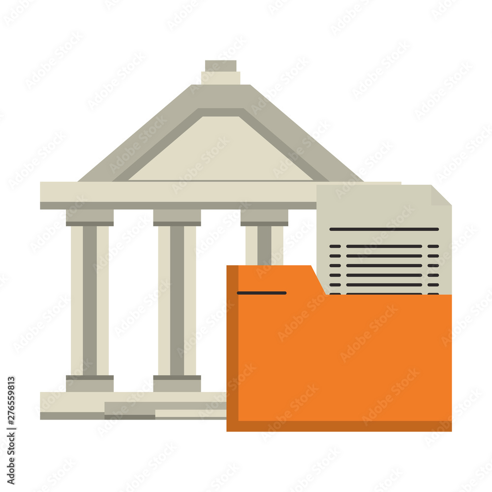 Poster bank building and folder document symbol