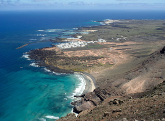 view from the mountain down to Orzola