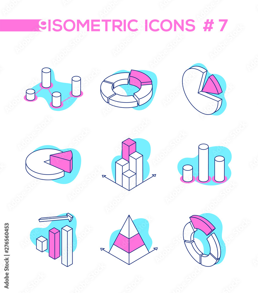 Aufkleber infographic charts and diagrams - set of vector isometric elements