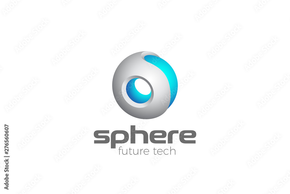 Poster hi-tech sci-fi technology sphere circle logo abstract design vector template. global network telecom