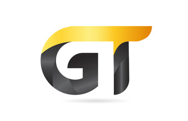 joined or connected GT G T yellow black alphabet letter logo combination