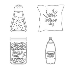 Isolated object of sodium and mineral sign. Set of sodium and kitchen stock vector illustration.
