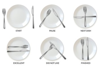 realistic plates tableware restaurant etiquette