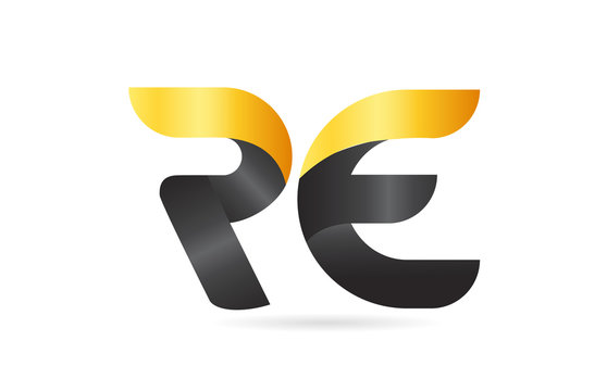 RE R E yellow black alphabet letter logo combination