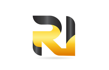 joined or connected RI R I yellow black alphabet letter logo combination