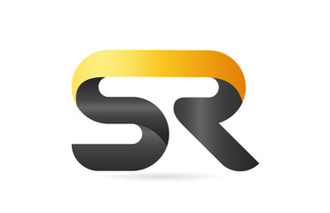 joined or connected SR S R yellow black alphabet letter logo combination