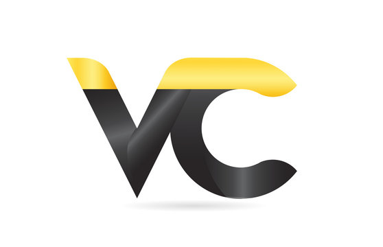 joined or connected VC V C yellow black alphabet letter logo combination