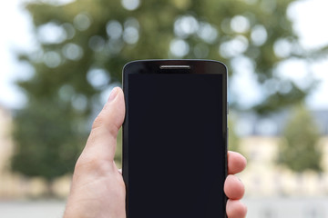 plain smartphone with text field background