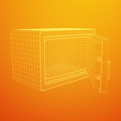 Metal bank vault safe. Wireframe low poly mesh vector illustration
